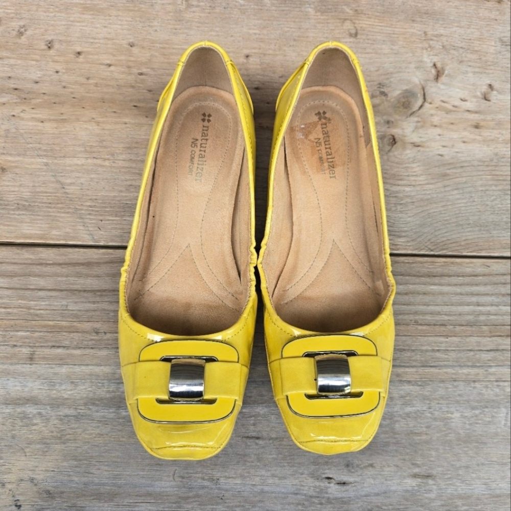 Naturalizer N5 Comfort Voylan Y2K Indie Sleaze Sqaure Toe Buckle Flats 7.5M - Picture 7 of 16